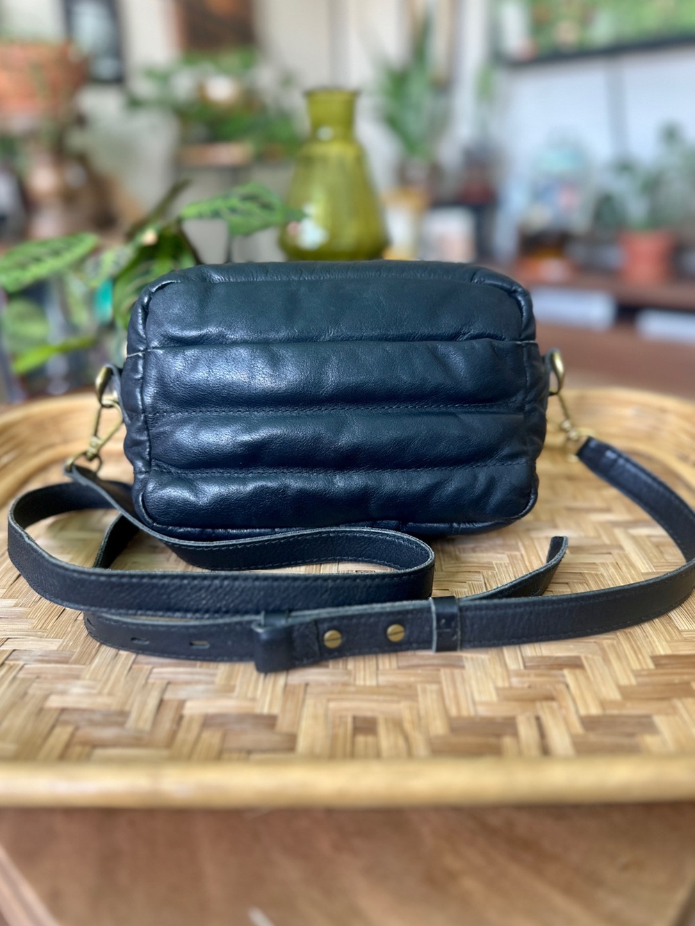 Madewell The Quilted Transport Camera Bag Black Leather Puffer Crossbody Mini